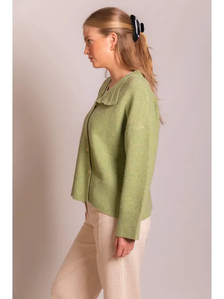 Pistachio Knit Asymmetrical Front Cardigan