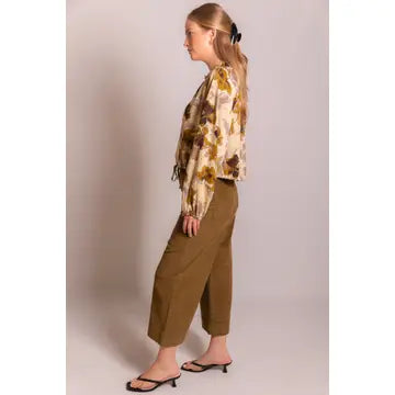 Chocolate/Mustard Floral Print Blouse