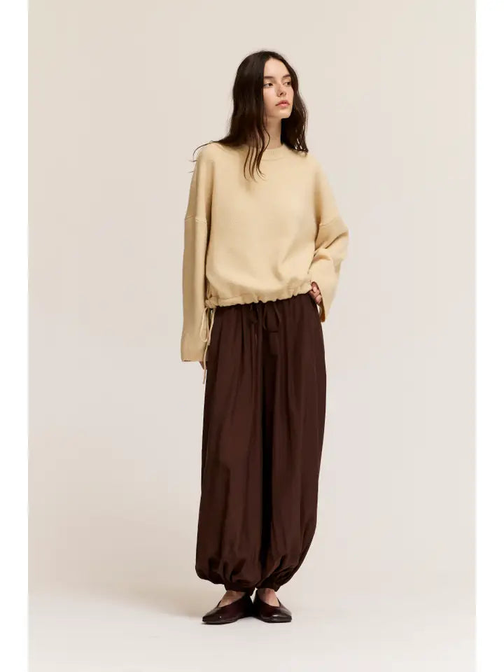 Deep Bark Satin Harem Pants