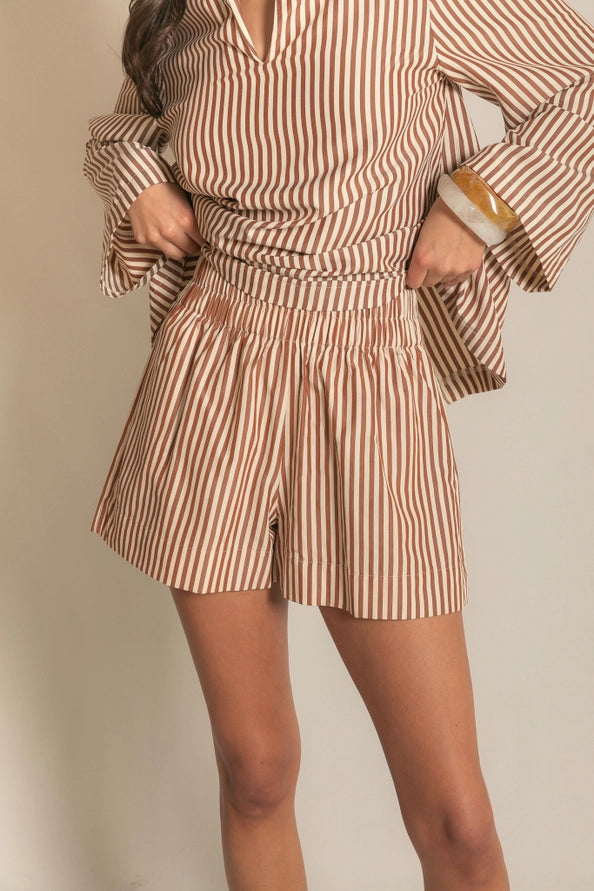 Striped Poplin Shorts
