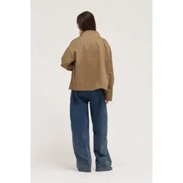 High Collar Corduroy Lining Zip Jacket
