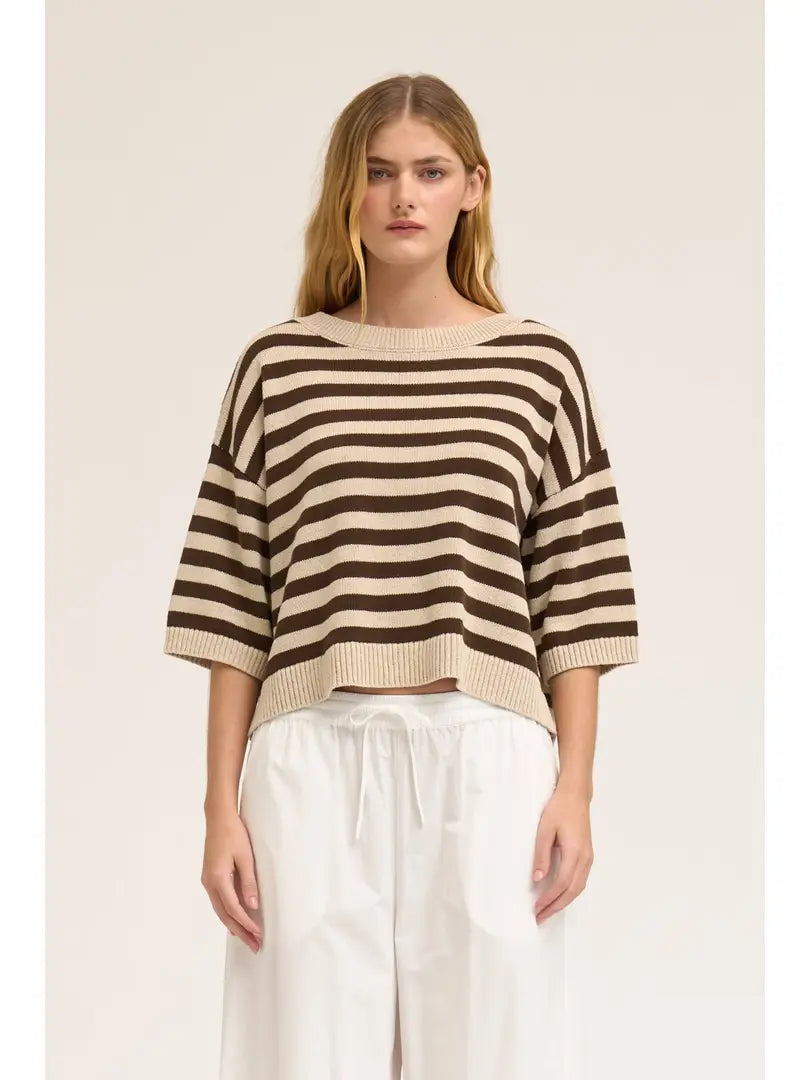 Drop Shoulder Stripe Sweater