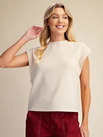 Beige Drop Shoulder Top