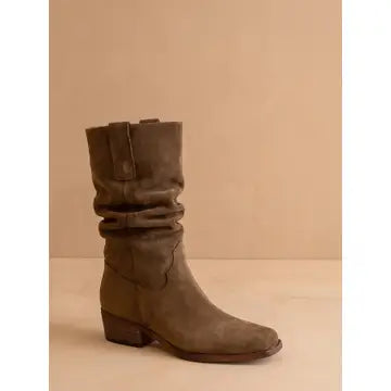 Brown Faux Suede Slouch Boots