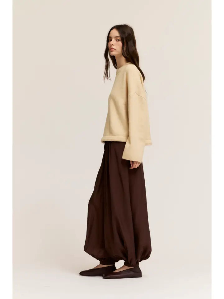 Deep Bark Satin Harem Pants