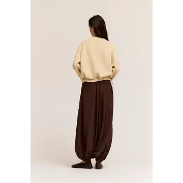 Deep Bark Satin Harem Pants