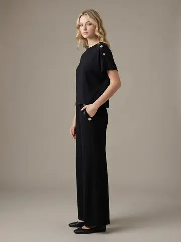 Black Set - Gold Button Trim
