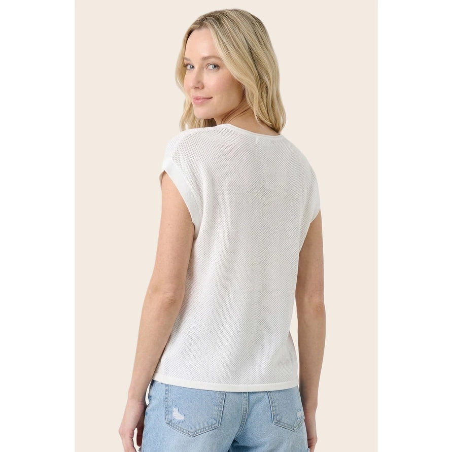 Pointelle Short Sleeve Sweater