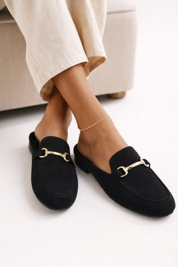 Backless Loafer Mule w/ Hardware Detail