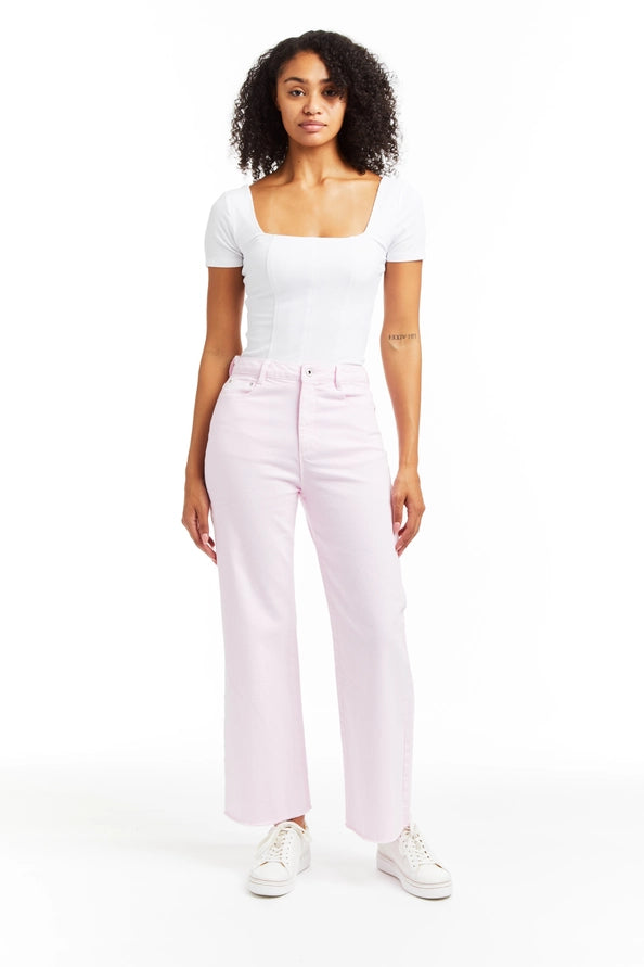 Tractr Jeans - High Rise Wide Straight - Pink