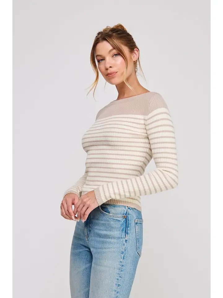 Striped Boat Neck Sweater