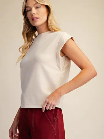 Beige Drop Shoulder Top