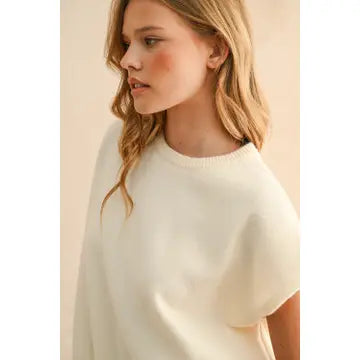 Loose Fit Short Sleeve Sweater Top