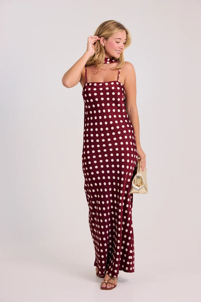Red &amp; Cream Polka Dot Maxi Dress