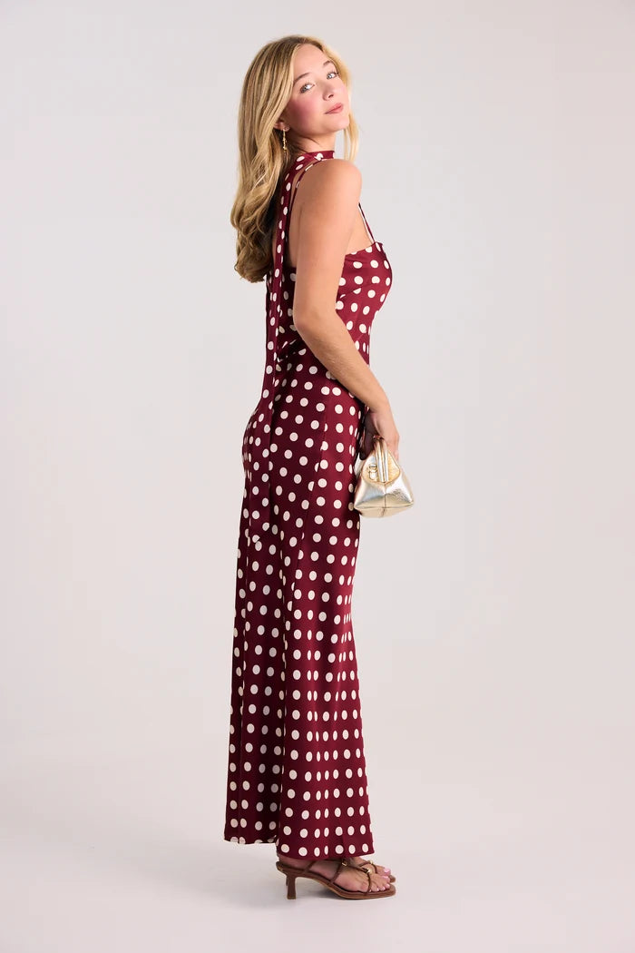 Red &amp; Cream Polka Dot Maxi Dress