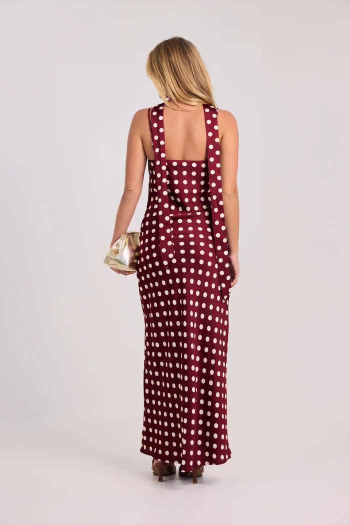 Red &amp; Cream Polka Dot Maxi Dress