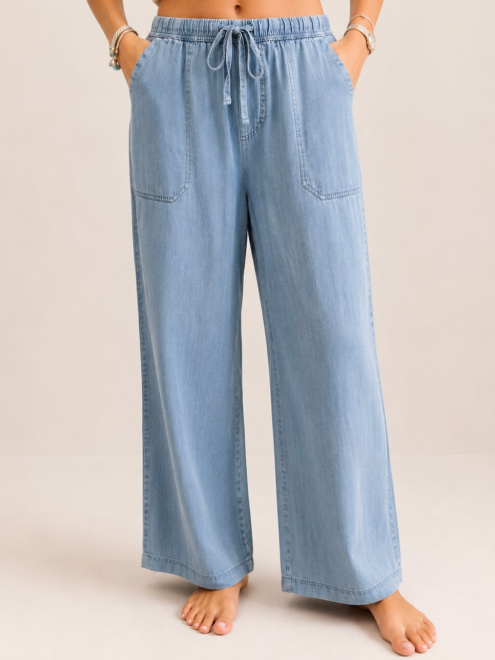 Washed Denim Pants