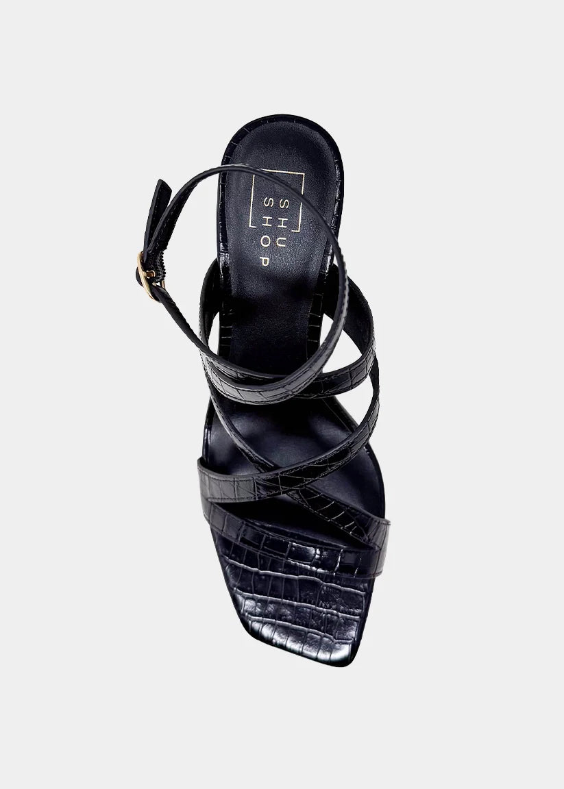 Black Croc Heel