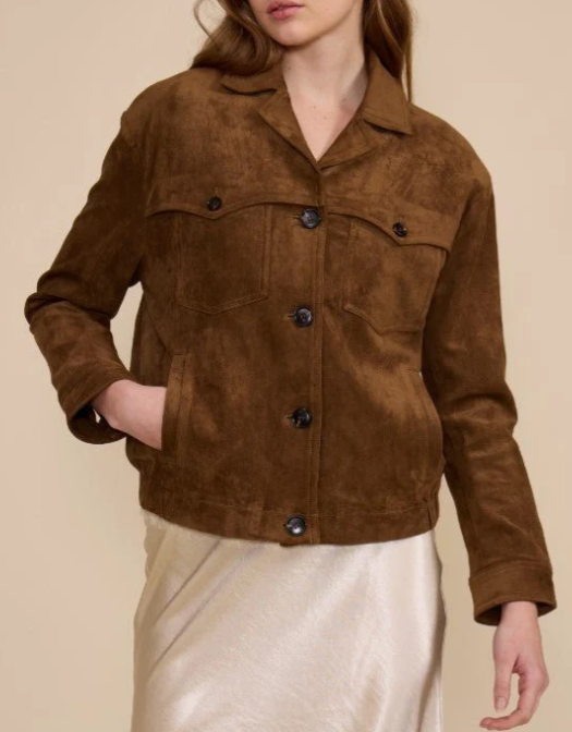 Walnut Faux Suede Jacket