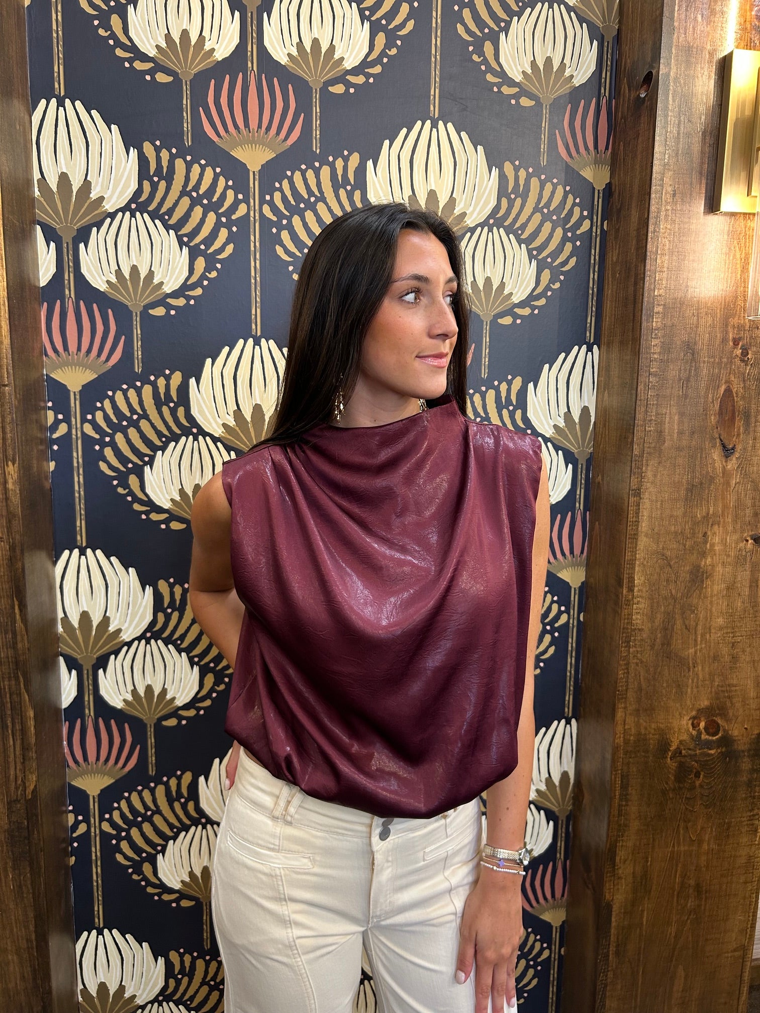 Mock Neck Sleeveless Bubble Top