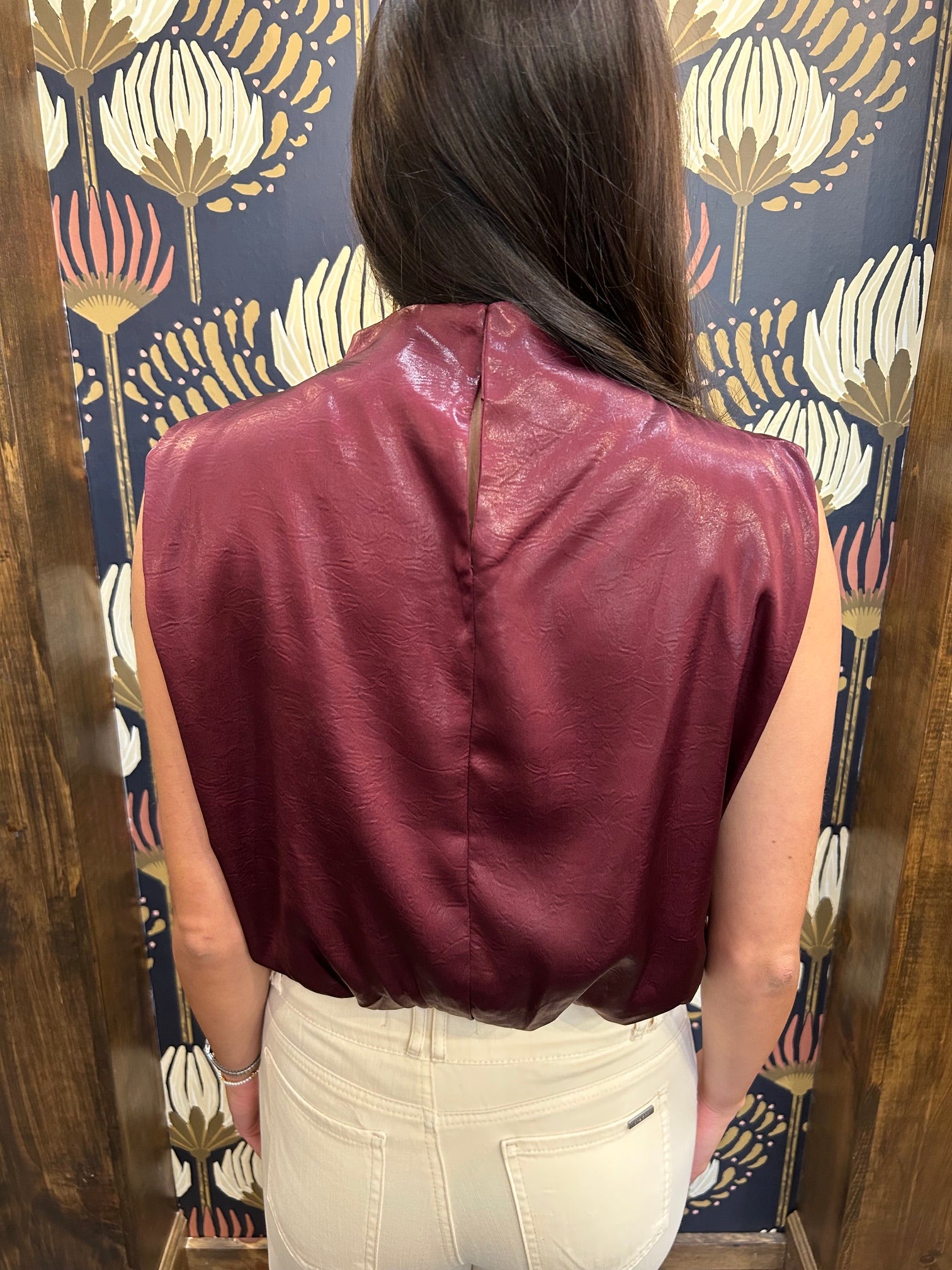 Mock Neck Sleeveless Bubble Top