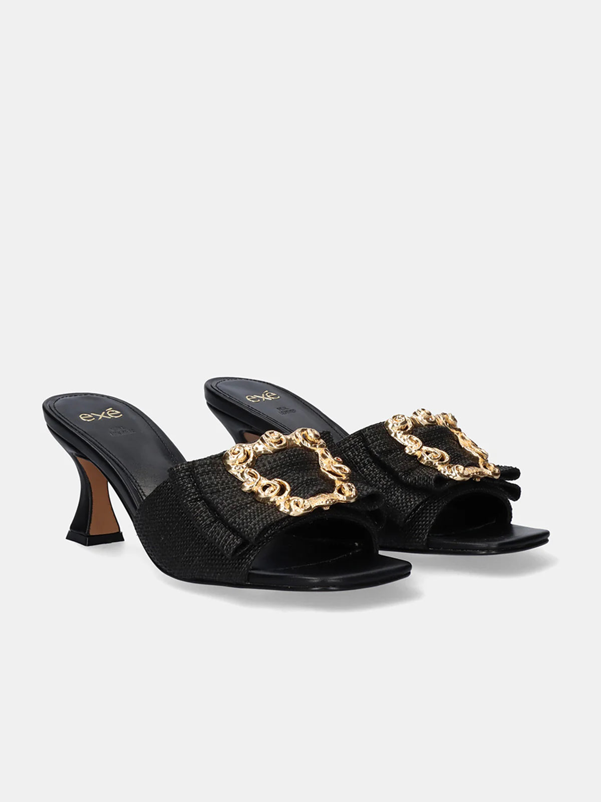Black Rafia Heel