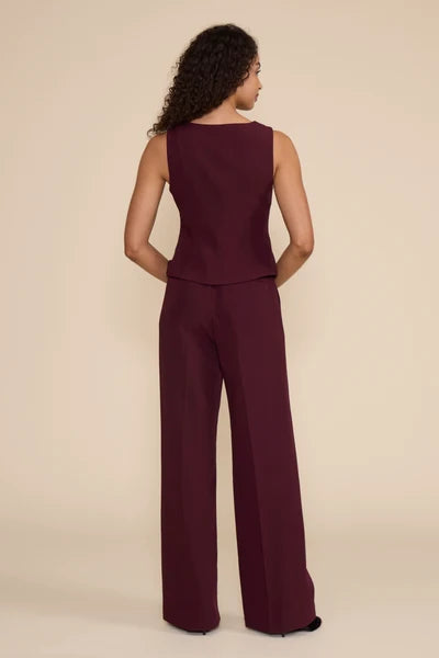 Wine High-Waisted Wide Leg Trousers