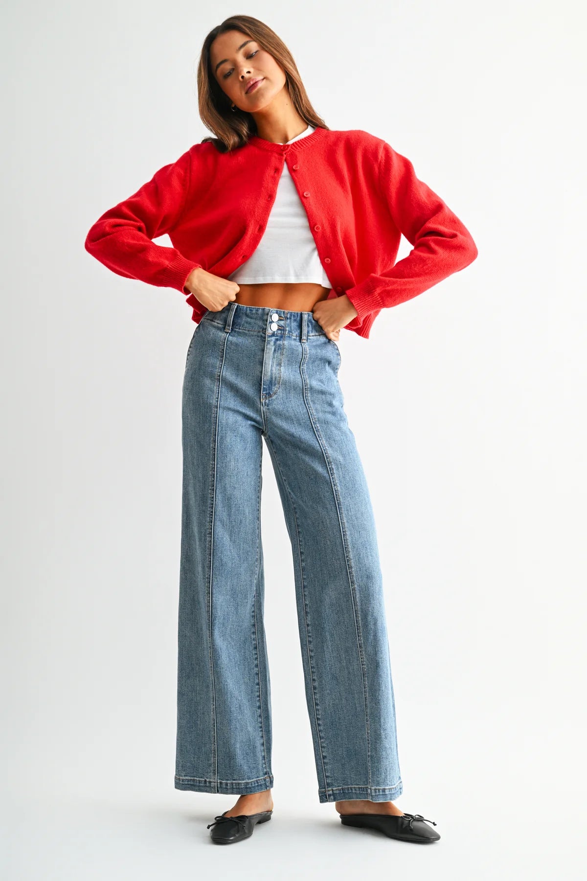 High Rise Wide Seamed Front - MICA