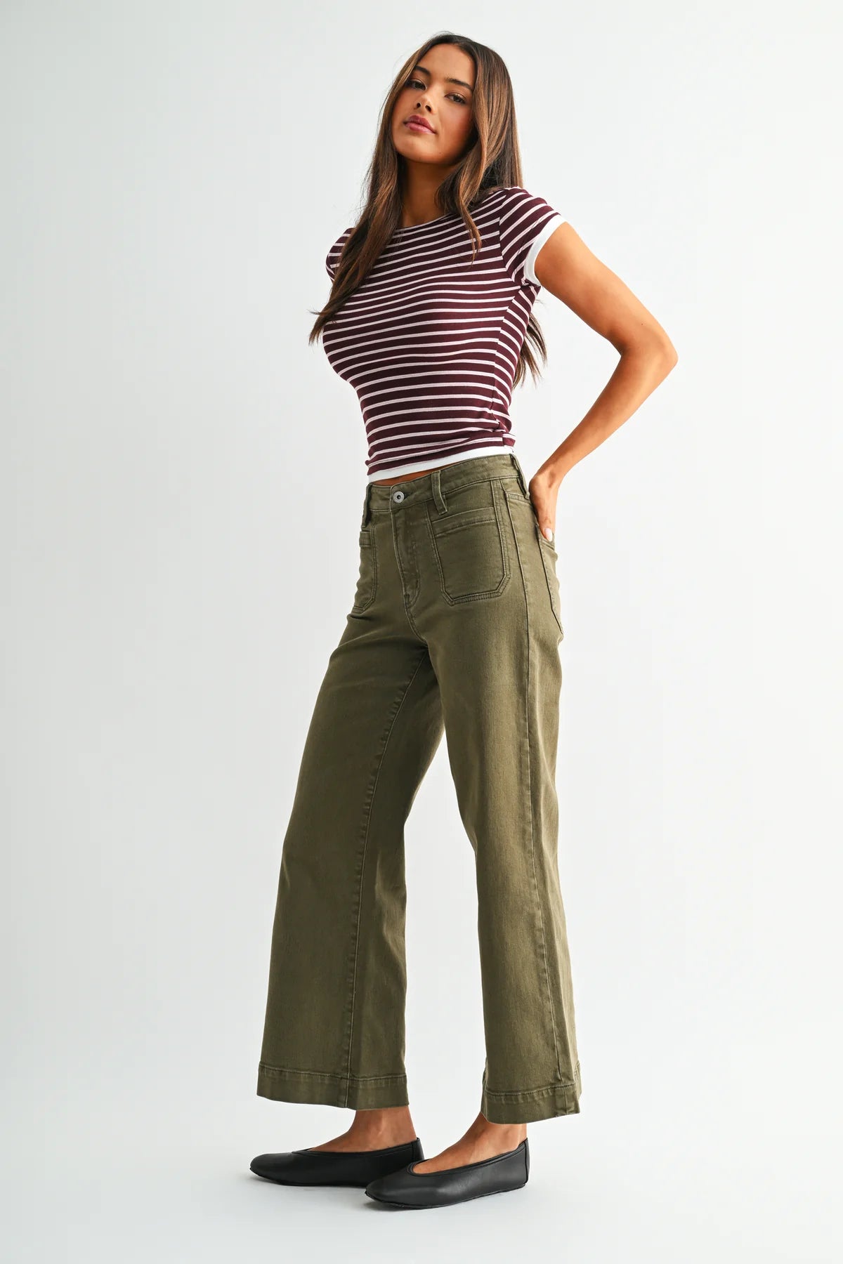 High Rise Wide Crop Trouser Hem - MICA