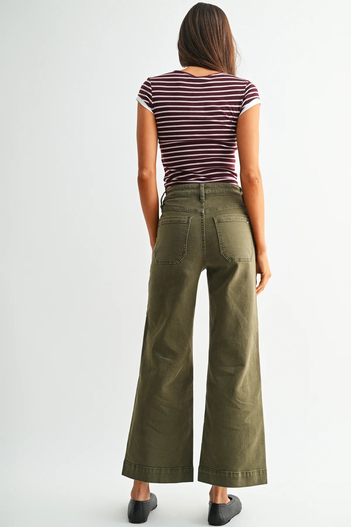 High Rise Wide Crop Trouser Hem - MICA