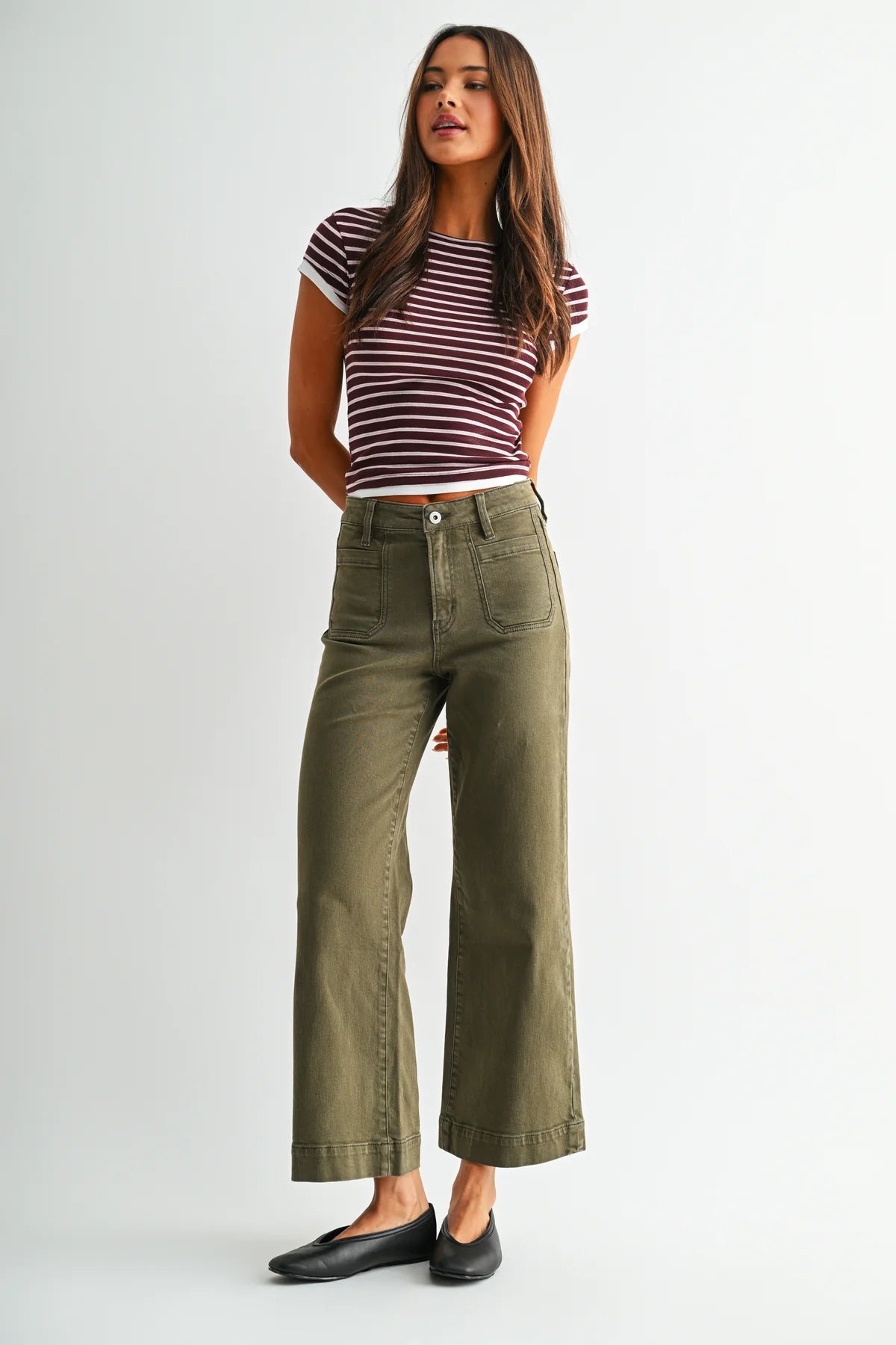 High Rise Wide Crop Trouser Hem - MICA
