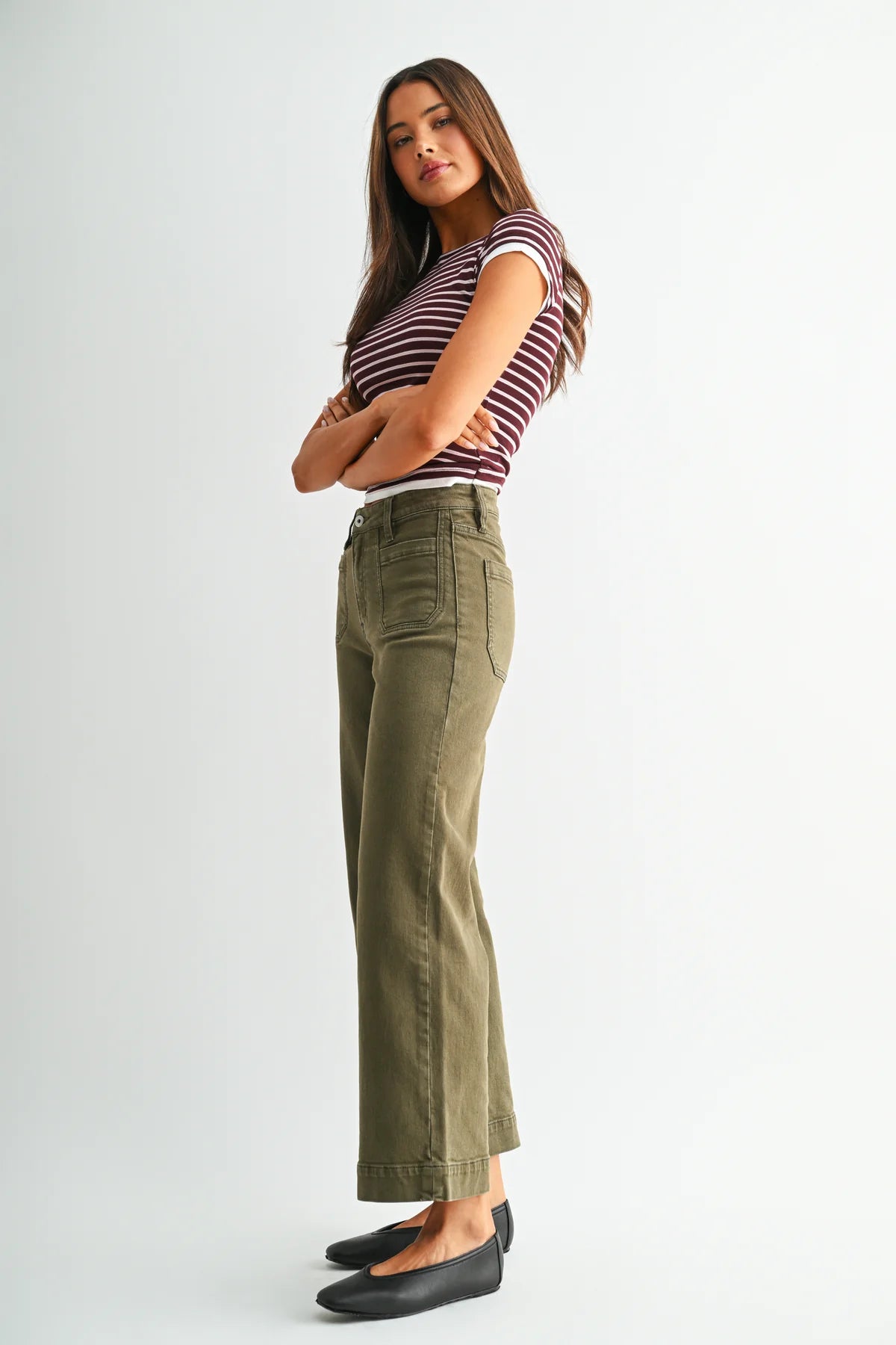 High Rise Wide Crop Trouser Hem - MICA