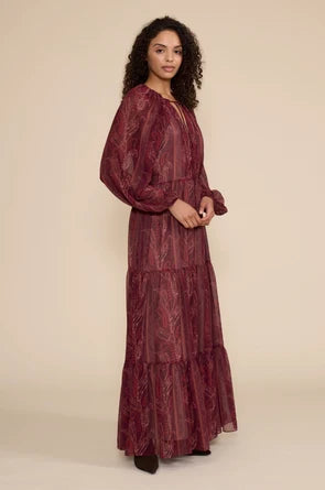 Burgundy Paisley Print Maxi Dress