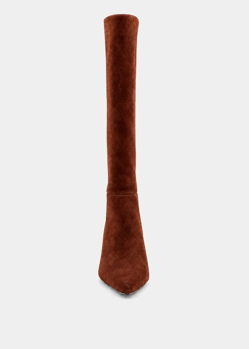 Knee High Boots - Brown Suede