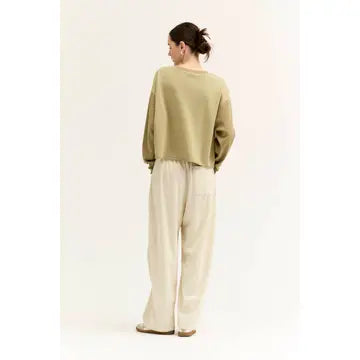 Ecru Loose Fit Corduroy Pants
