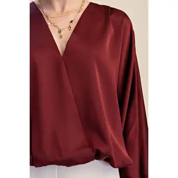 V-Neck Wrap Long Sleeve Blouse