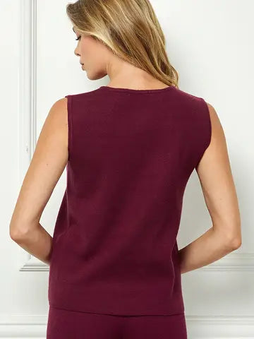 Burgundy Ribbed Sleeveless Top