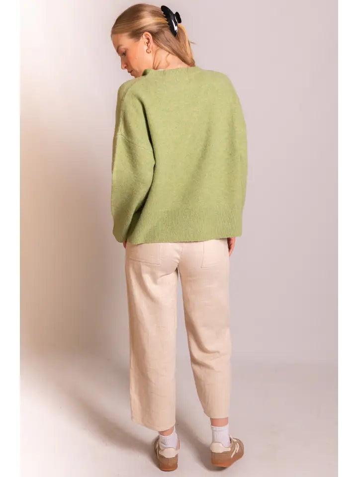 Pistachio Knit Asymmetrical Front Cardigan