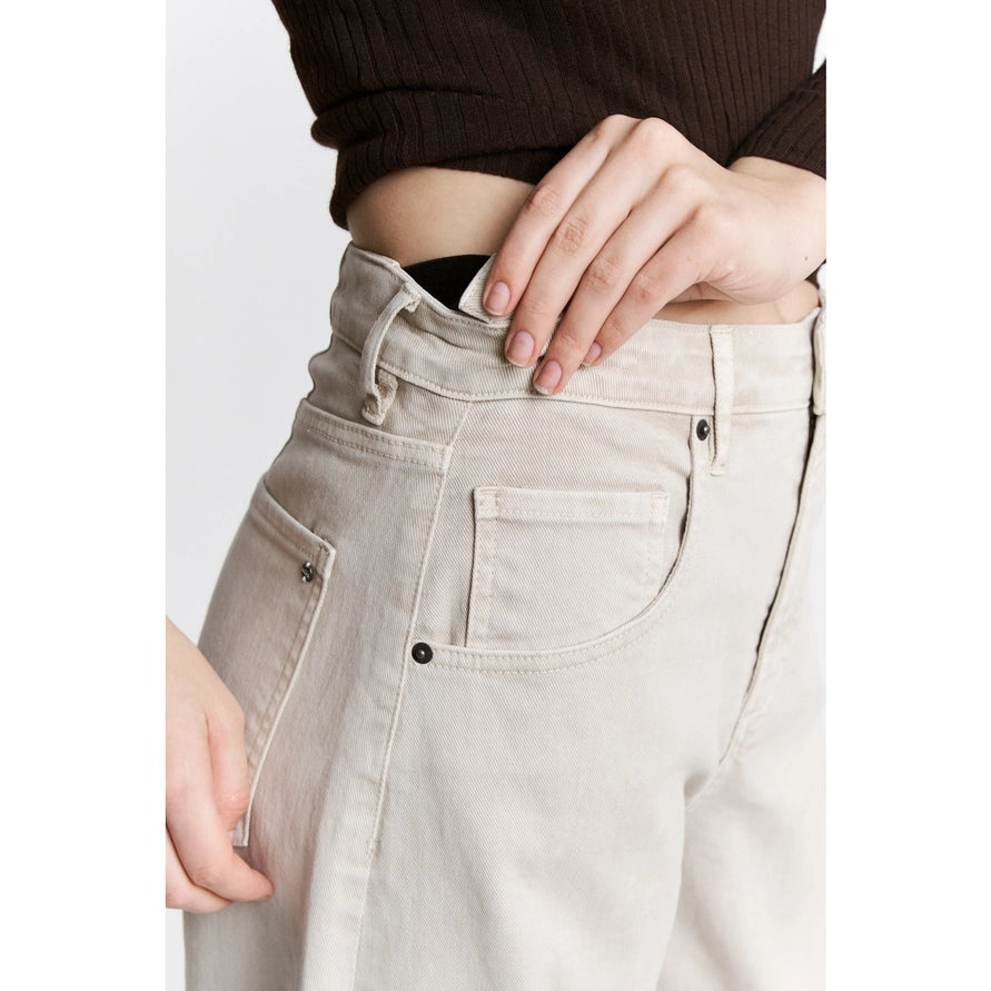 Mica Barrel Leg Taupe Jean
