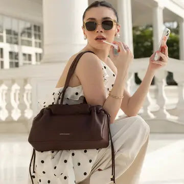 Drawstring Shoulder Bag - Deep Cocoa