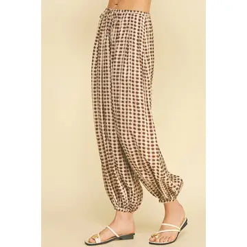 Harem Mocha Dot Print Pants