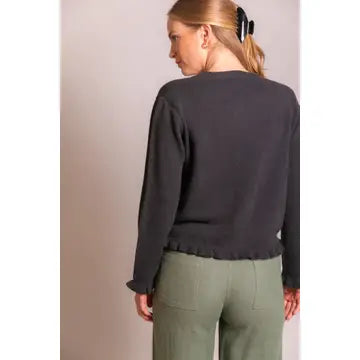 Knit Ruffled Trim Cardigan