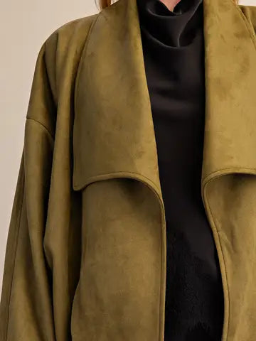 Wrap Style Faux Suede Jacket