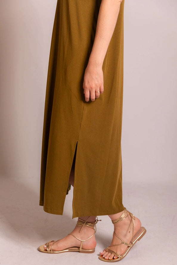 V-Neck T-shirt Dress Vintage Pine