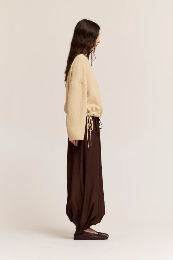 Deep Bark Satin Harem Pants