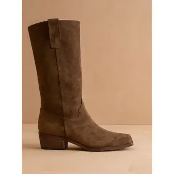 Brown Faux Suede Slouch Boots