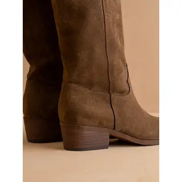 Brown Faux Suede Slouch Boots