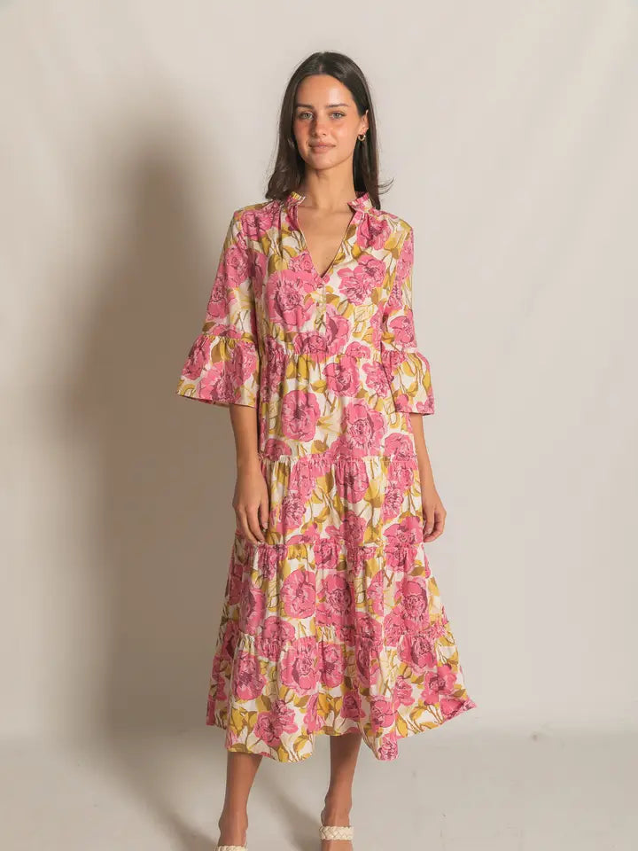 Floral Poplin Tiered Dress