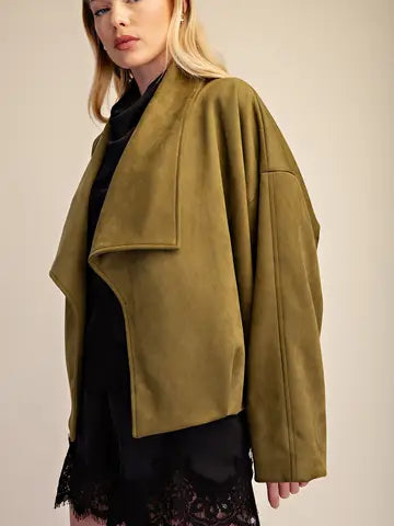 Wrap Style Faux Suede Jacket