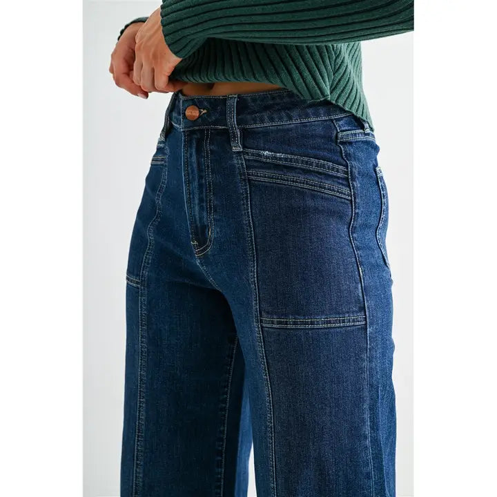 High Rise Wide Seams Trouser Hem MICA Jeans